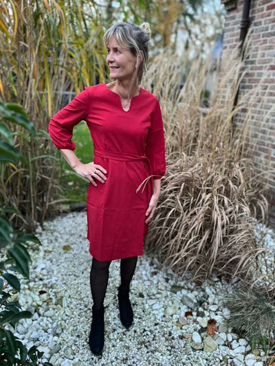 Foto van Mi Piace jurk drie kwart mouw rood